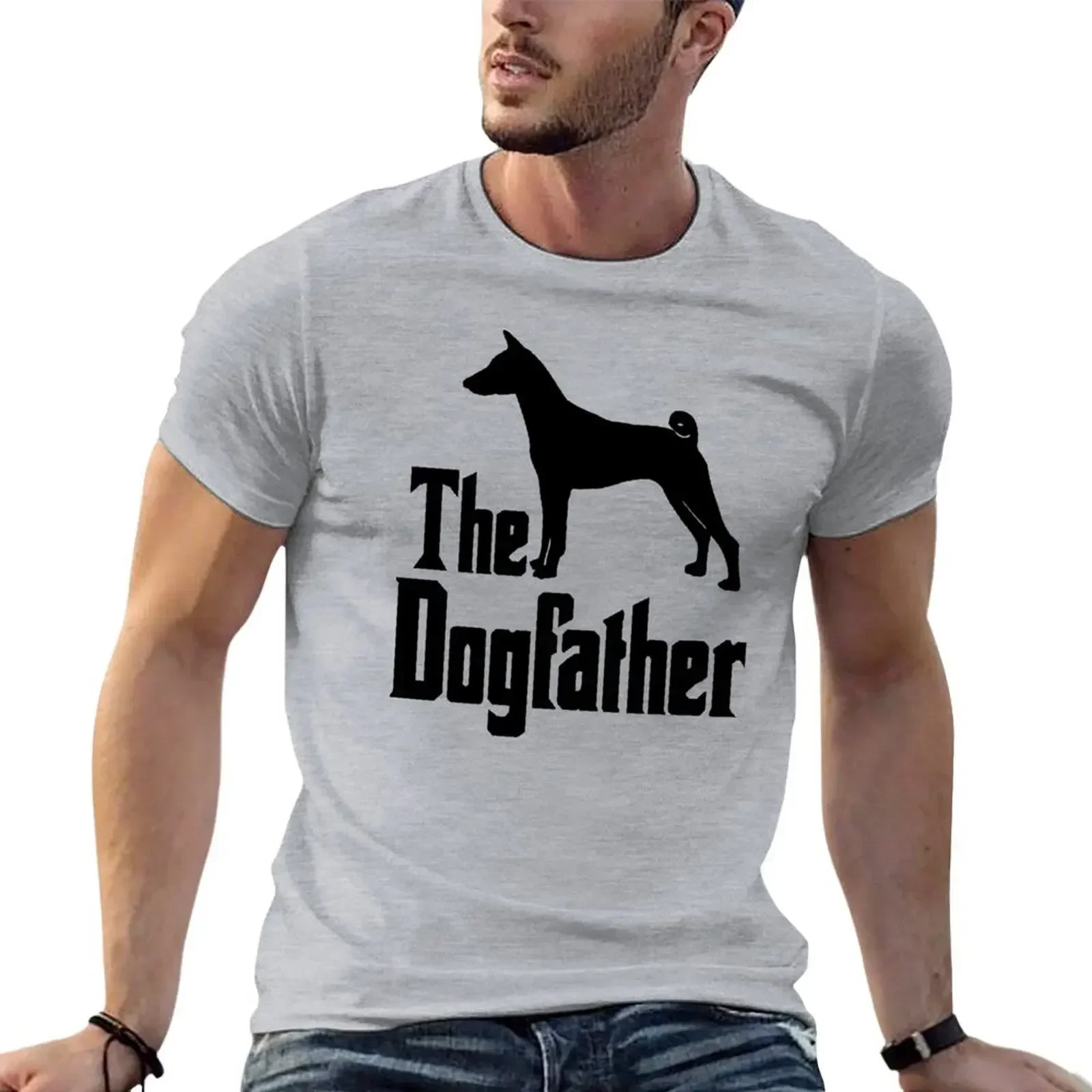 New fashion heavyweight The Dogfather Basenji Dog funny gift idea shirts graphic tees Short sleeve tee plain black t shirts men