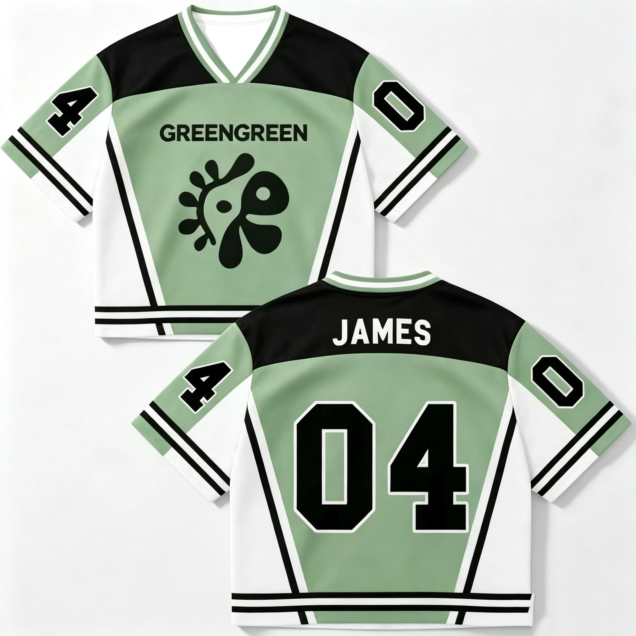 Grünes Blitzmuster Cortis Fotoalbum 3D-Druck Familien-Kurzarmshirt Martin James Charity Poster Freizeit-Sportshirt – Detail 6