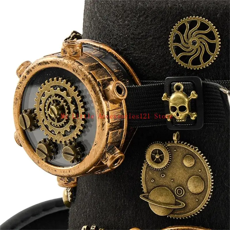 زي Steampunk لنظارات الرأس أحادية العين، ملحقات قرصان الهالوين، قبعة الحفلات تحت عنوان للرجال والنساء #2