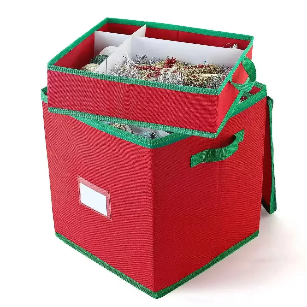 Spot 64 grid color ball storage box, red non-woven zipper storage box, corrugated plywood Christmas jewelry storage