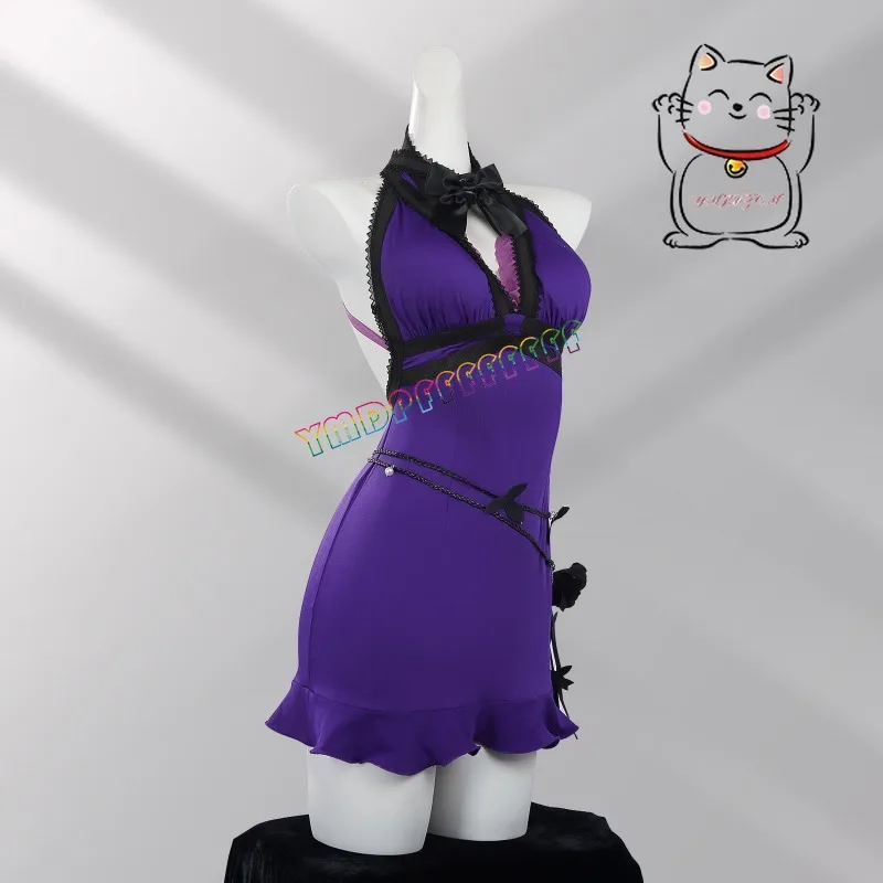 Anime Tifa Lila Cosplay Kleid Set Spiel Halloween Sexy Karneval Karneval Nacht Neu