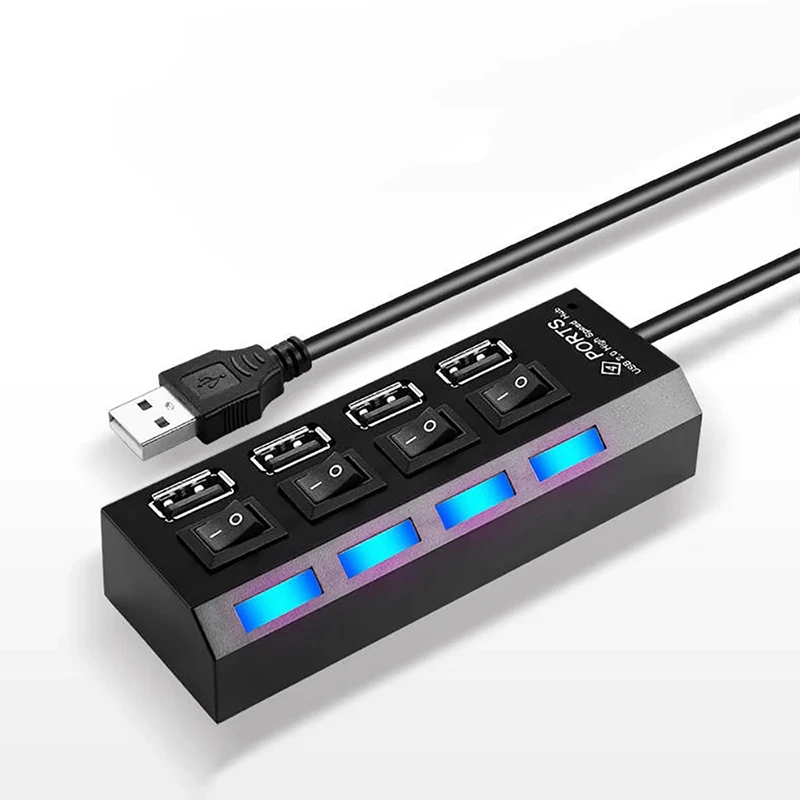 USB HUB USB 2.0 Switch USB Hub 3.0 Adapter High Speed Multi 4 Ports Hub USB On/Off Switch Portable USB Splitter For PC Laptops