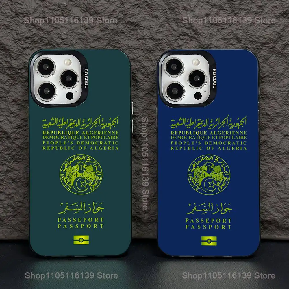

Algerian Passport Black Phone Case Compatible For iPhone 17 16 15 14 13 12 11,Pro,Max,Plus,E, Air, Mini IMD Cover