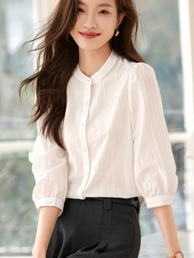 

2025 Tall Youth M Chic Xl Loose Button Up Women's Shirt and Blouse Thin Style Female Tops Modern Long Basic Cute Elegant Tunic