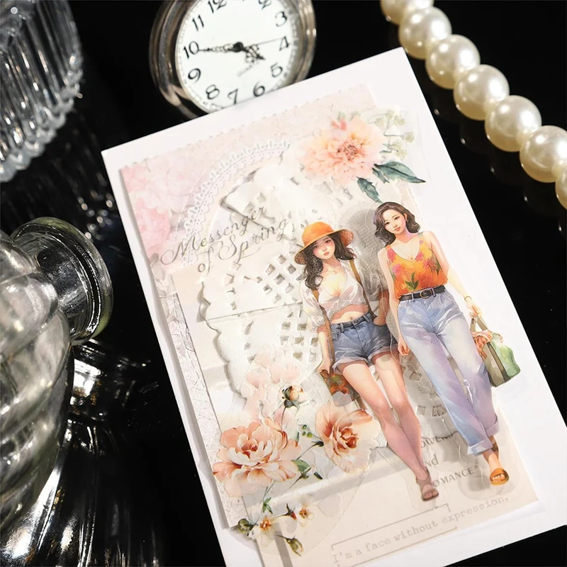 100 buah Kit stiker buku tempel untuk jurnal, paket Ephemera untuk jurnal sampah, dengan kotak penyimpanan besi