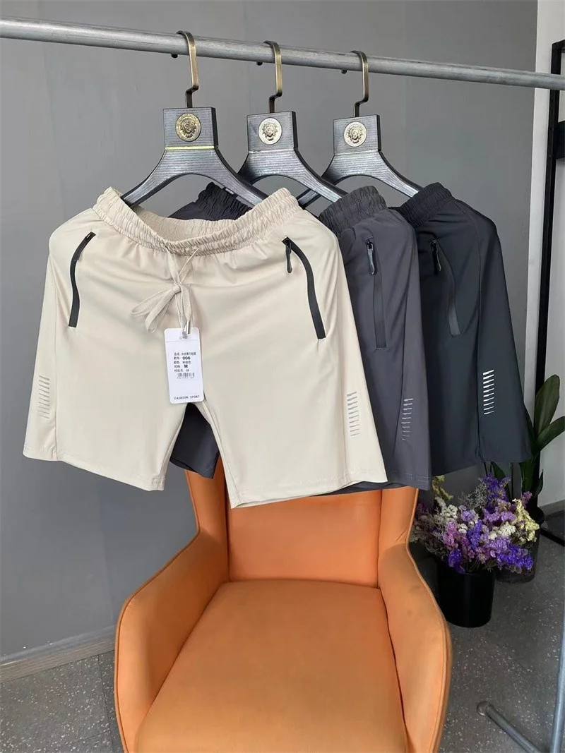 

Шорты из ледяного шелка с охлаждающим эффектом, дышащие, быстросохнущие, спортивные, длиной пять дюймов, из тонкого материала, для повседневной носки, молодежные, повседневные брюки