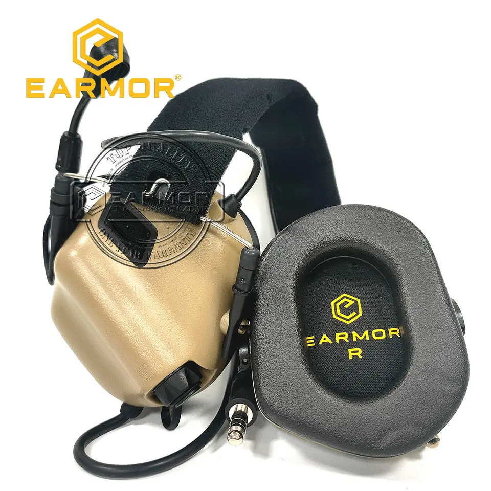 EARMOR M32 MOD4 TAN Tactical Headset Headphone Hearing Protection Shooting Earmuffs with Microphone Sound Amplification