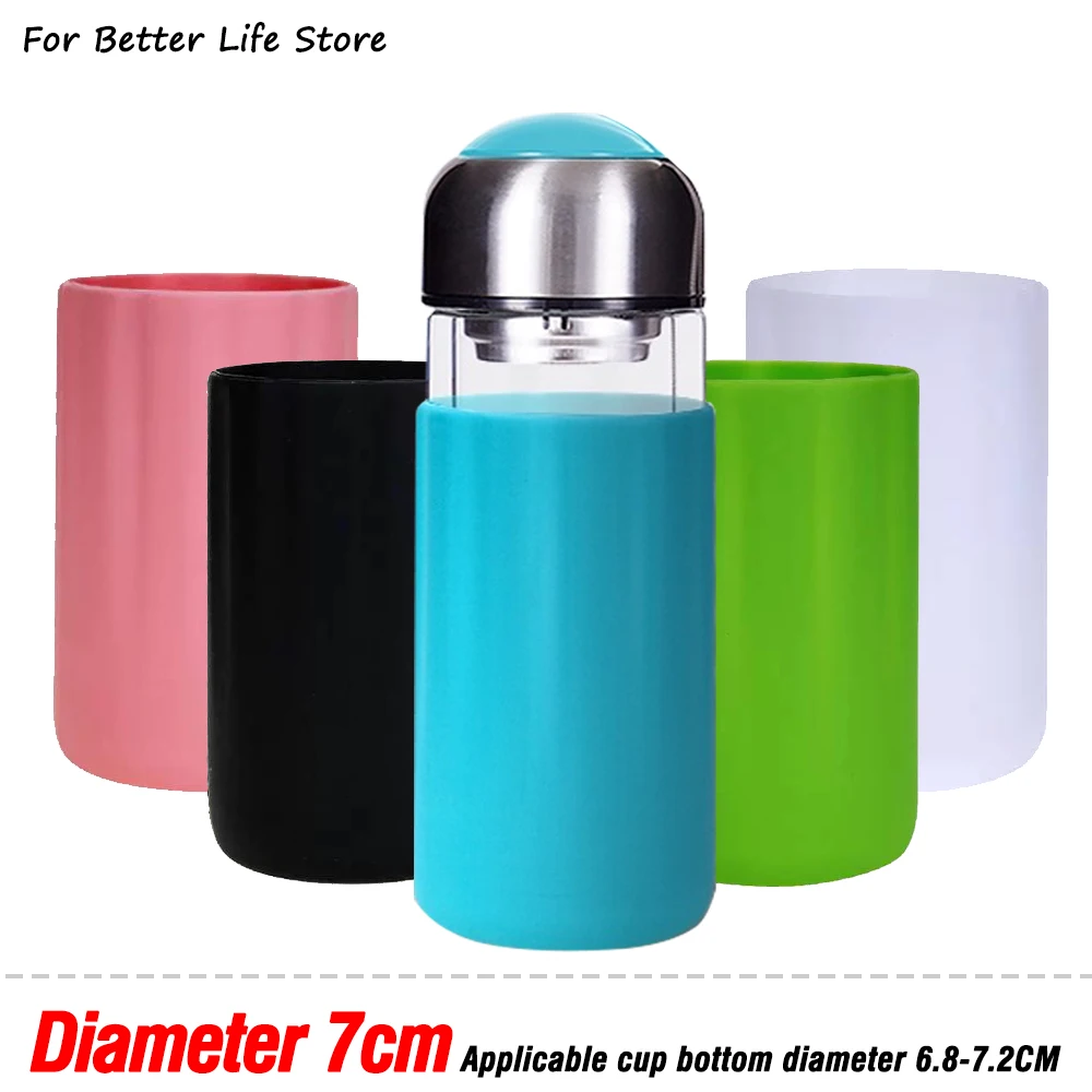 For Better Life 1Pc 7Cm Straight Silicone Glass Thermal Insulation Tea Non Slip Cover Baby Bottle Anti Scalding And Heat