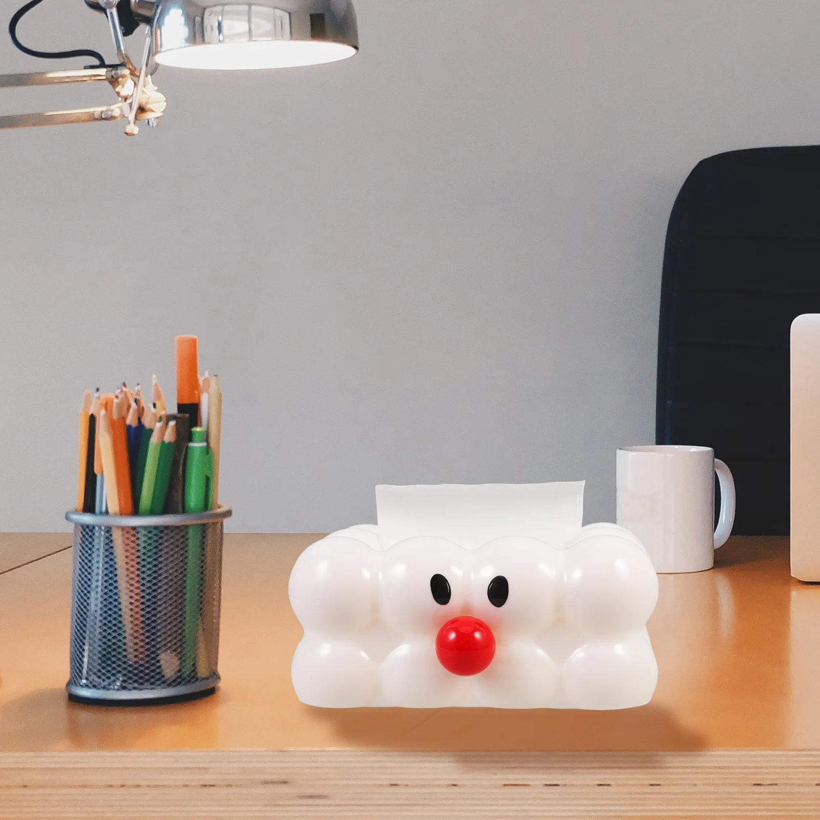 

Cartoon Red Nose Tissue Box Cover PP Material Simple Style for Office Living Room Car Napkin Holder Decorative Tissue Dispenser
