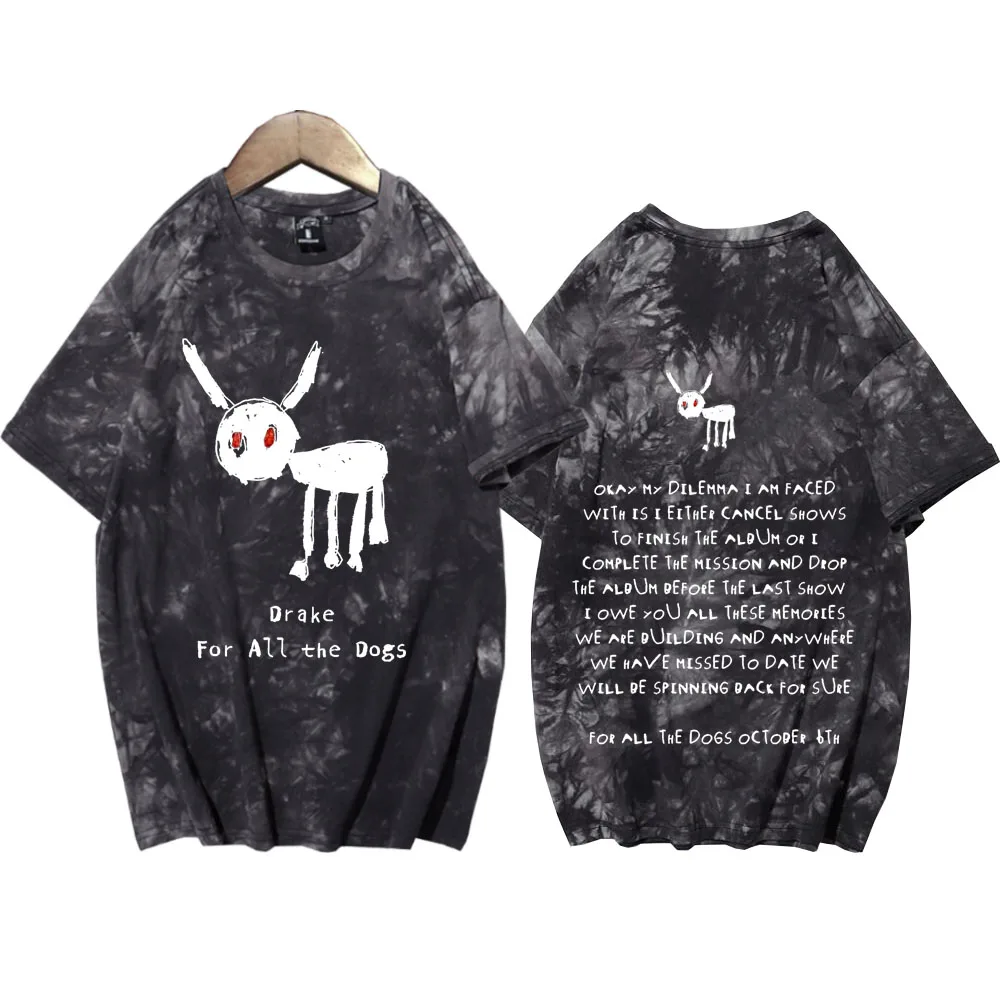 For All The Dogs Drake 2024 Tie Dye Shirts  Man Woman Harajuku Summer Casual Tee Tops Regular