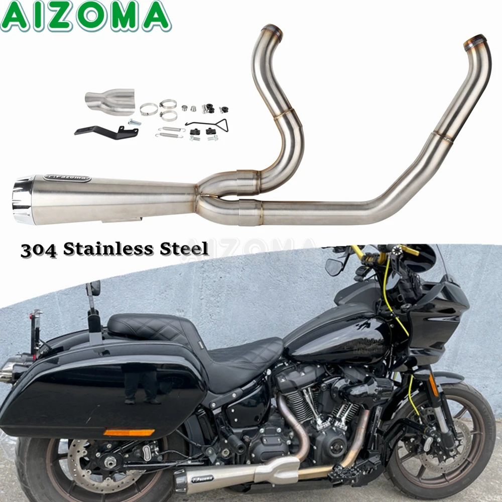 2 into 1Motorcycle Full Systems Exhaust Muffler For Harley Softail Street Bob FXBB 114 FXBBS Standard FXST Low Rider 2018-2024