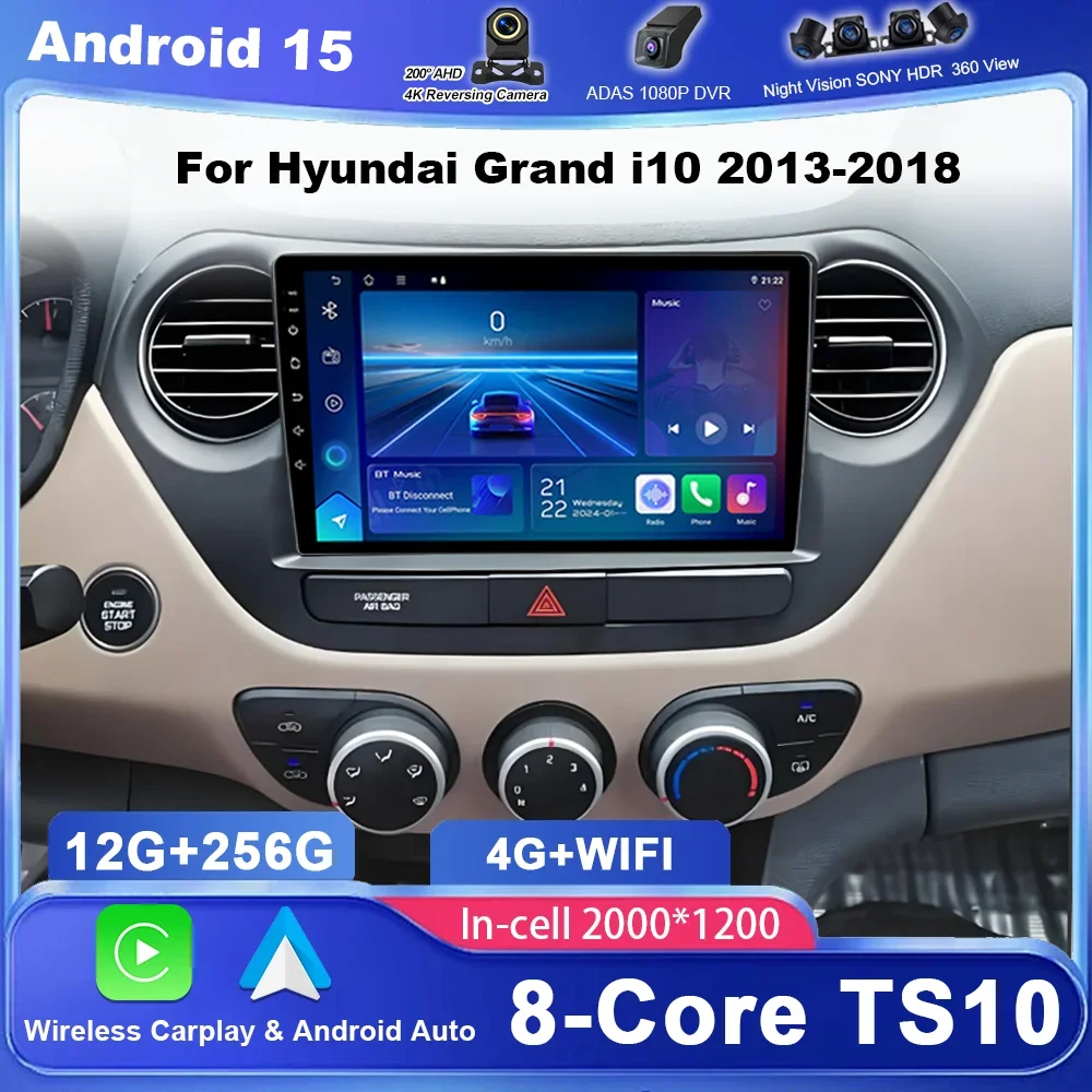 

Android Car Multimidia Player For Hyundai Grand i10 2013-2018 Auto Radio GPS Navigation 4G Carplay QLED Touch Screen NO 2DIN DVD