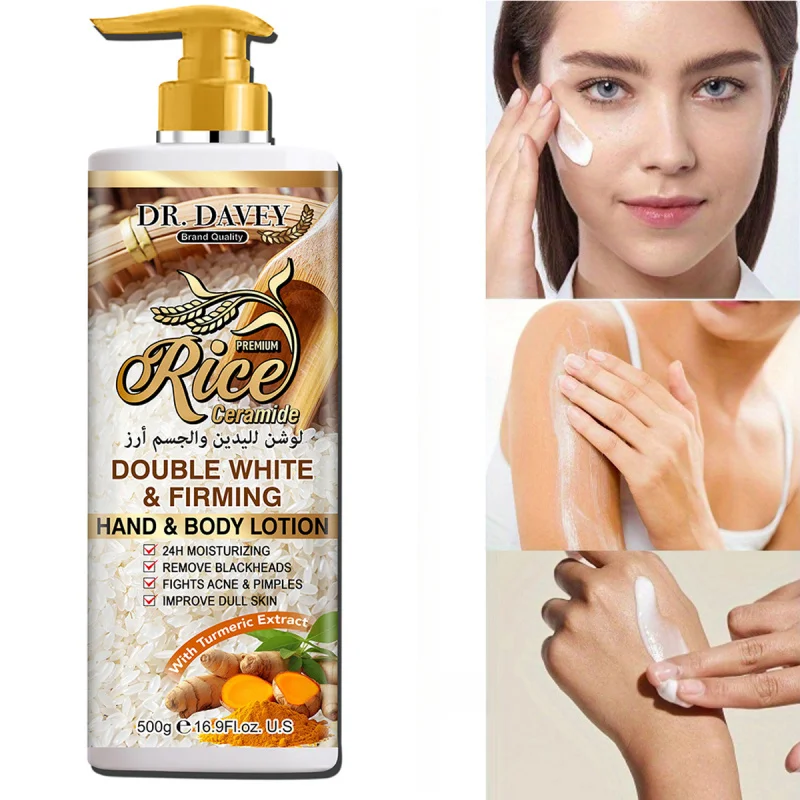 500 ml DR.DAVEY Rice Bodylotion Körperlotion mit großem Fassungsvermögen, feuchtigkeitsspendende Körperlotion, Hautpflegeduft, erfrischend, nicht fettend