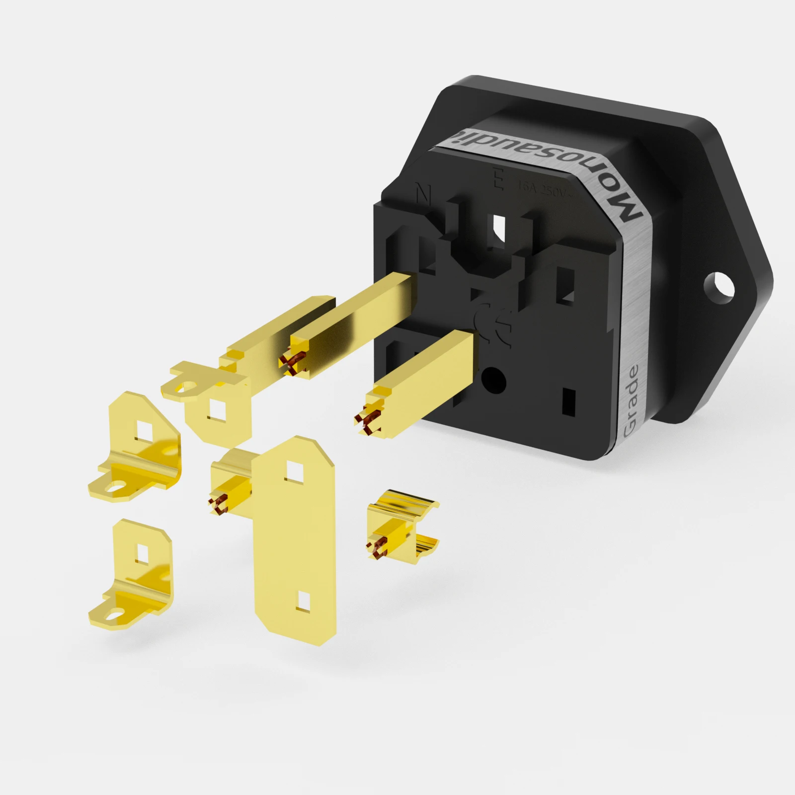 Monosaudio IF76 Reines Kupfer Rhodium/24K Gold Überzogene IEC AC Power Kabel Audio Einlass Eingang Buchse Solder HIFI mit Sicherung – Detail 7