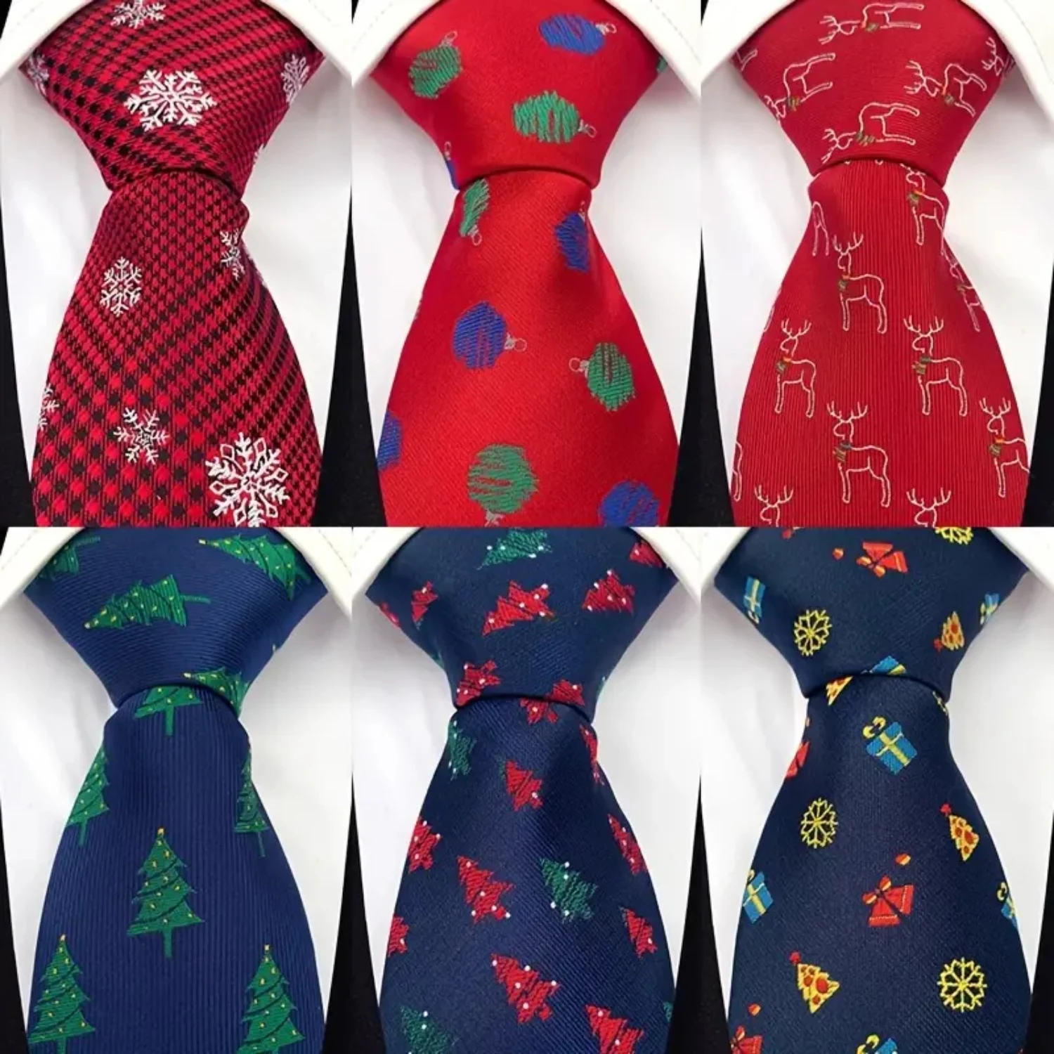 Corbata teñida de hilo jacquard Festive Festival rojo con 1200 agujas - 8 cm
