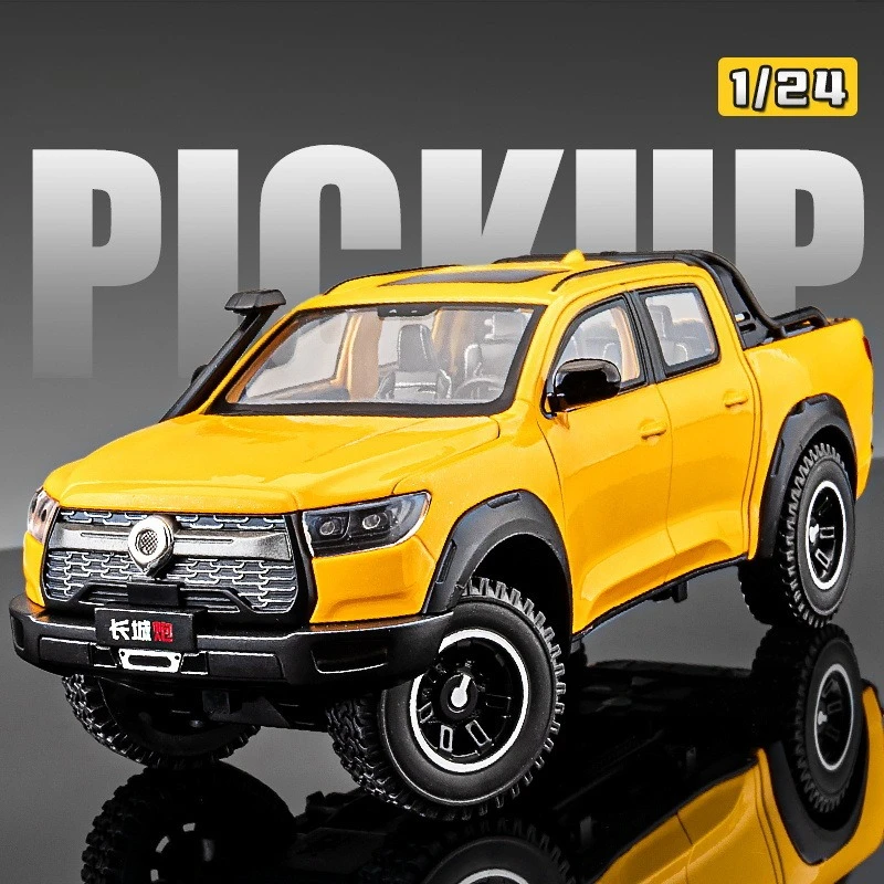 1:24 Great Wall Cannon Off-road Pickup Alloy Car Model Sound Light Toy Collection of Hobby Decorative Gift Toy