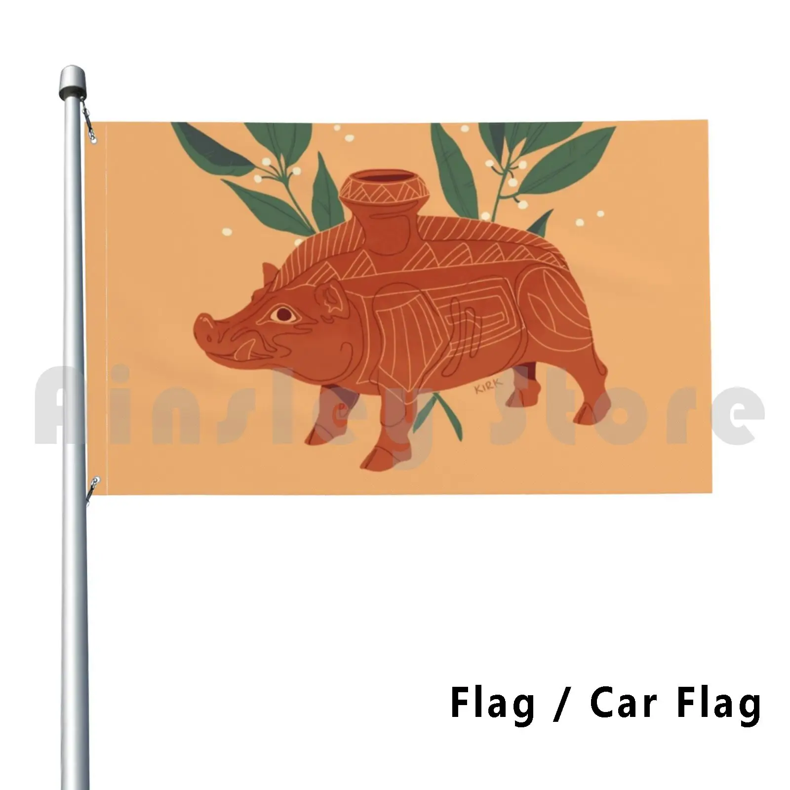 Artefactos florales de jabalí etruscán, decoración para exteriores, bandera para coche, historia de arqueología, etruria ettucán antigua