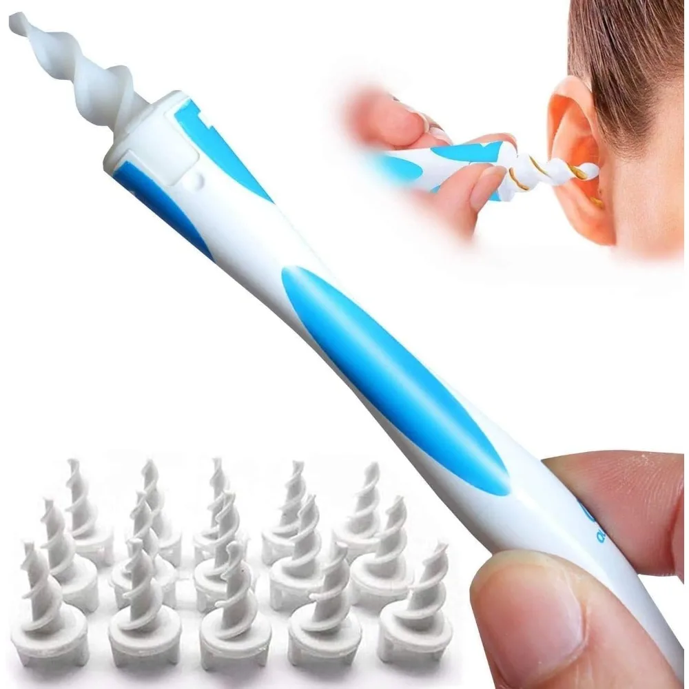 Earwax Removal Spiral Ear Wax Removal Tool, Reusable Kit, Safe Ear Cleaner with 16 Pcs Soft Flexible Replacement Tips