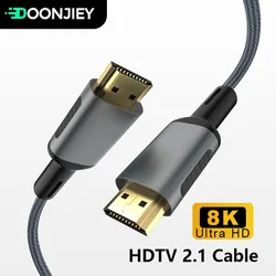 Cable compatible con HDMI 2,1, 8K/60Hz, Cable de vídeo Ultra HD, chapado en oro, macho a macho, HDTV, para PS5, Blu-ray, Xbox, PC, TV, 1M/2M/3M