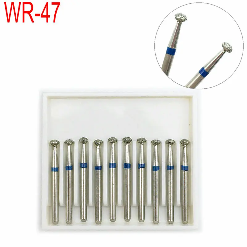 

10Pcs Dental Lab Diamond FG High Speed Burs Wheel Round Edge Sharp Polishing Smoothing Tools WR-47