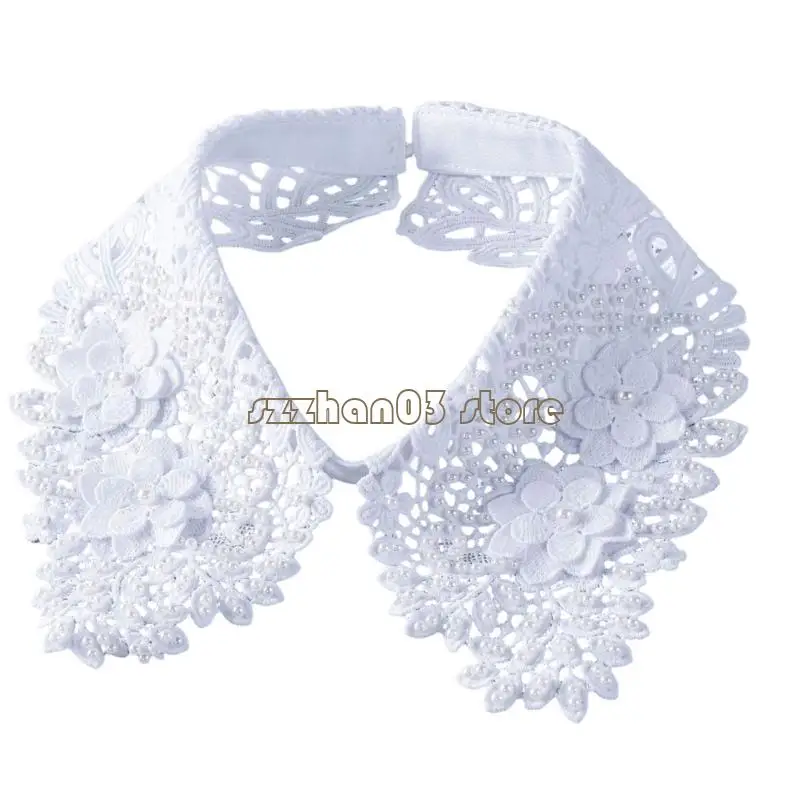 367C Classical Detachable Collar Lace Embellished Neckline Accent For Formal Event