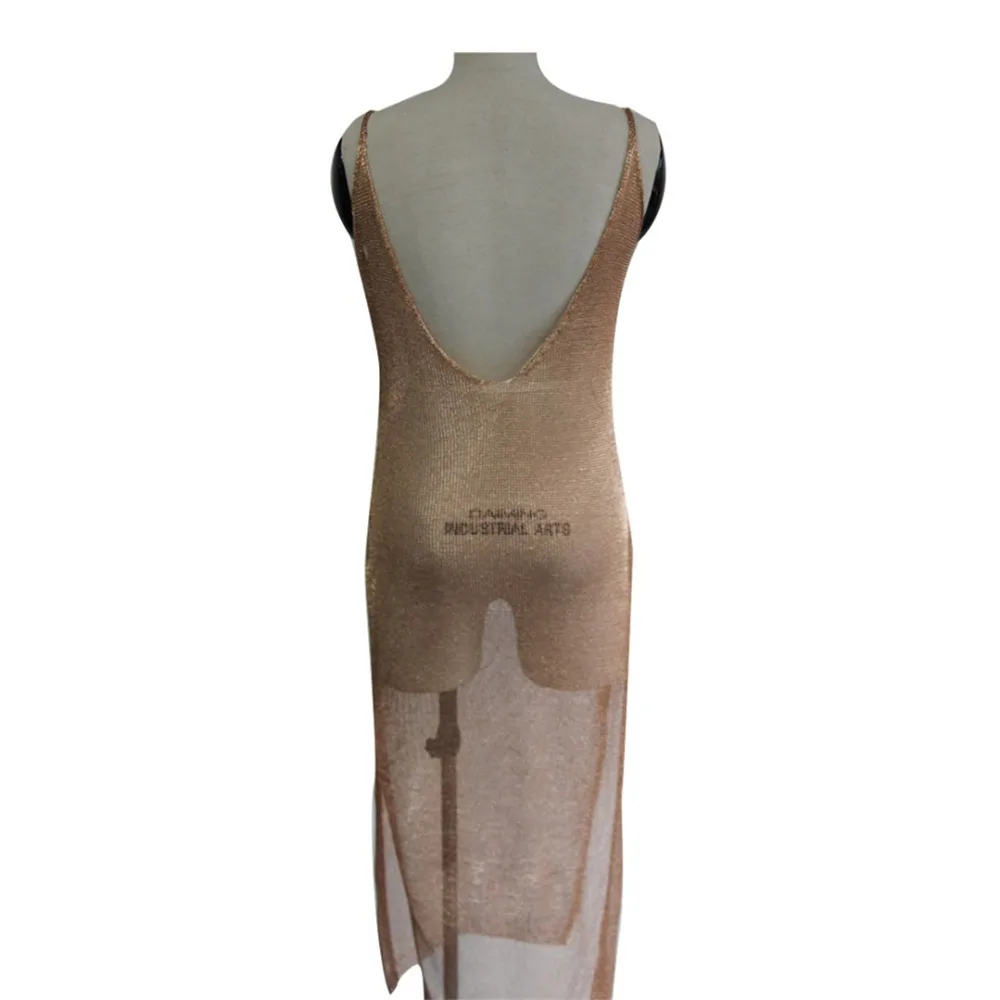 Sexy, durchsichtiges Netzstoff-Tunika-Strandkleid mit Glitzer, langes Strandkleid, Strandmode, Damen-Robe V651 – Detail 40