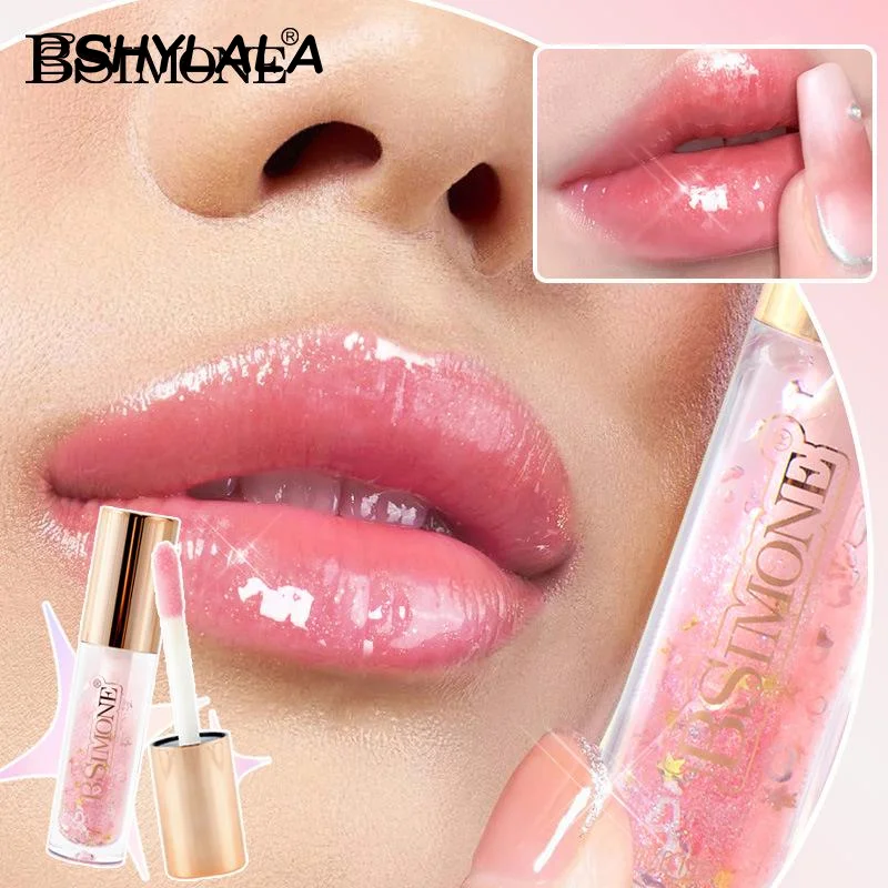 BSIMONE Transparent Crystal Jelly Lipgloss Shiny Clear Mirror Moisturizing Lip Balm Glitter Liquid Lipstick Lip Oil Lip Tint