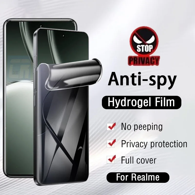 

3D Curved Privacy Anti Spy Soft Hydrogel Film For Realme GT 6T GT6 GT5 Pro Neo 6 SE Screen Protector Realme 13 12 11 10 Pro Plus