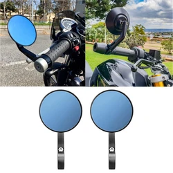 Universal Bar End Mirrors Motorcycle Handlebar Rearview Mirrors Blue Lense Anti Glare 7/8