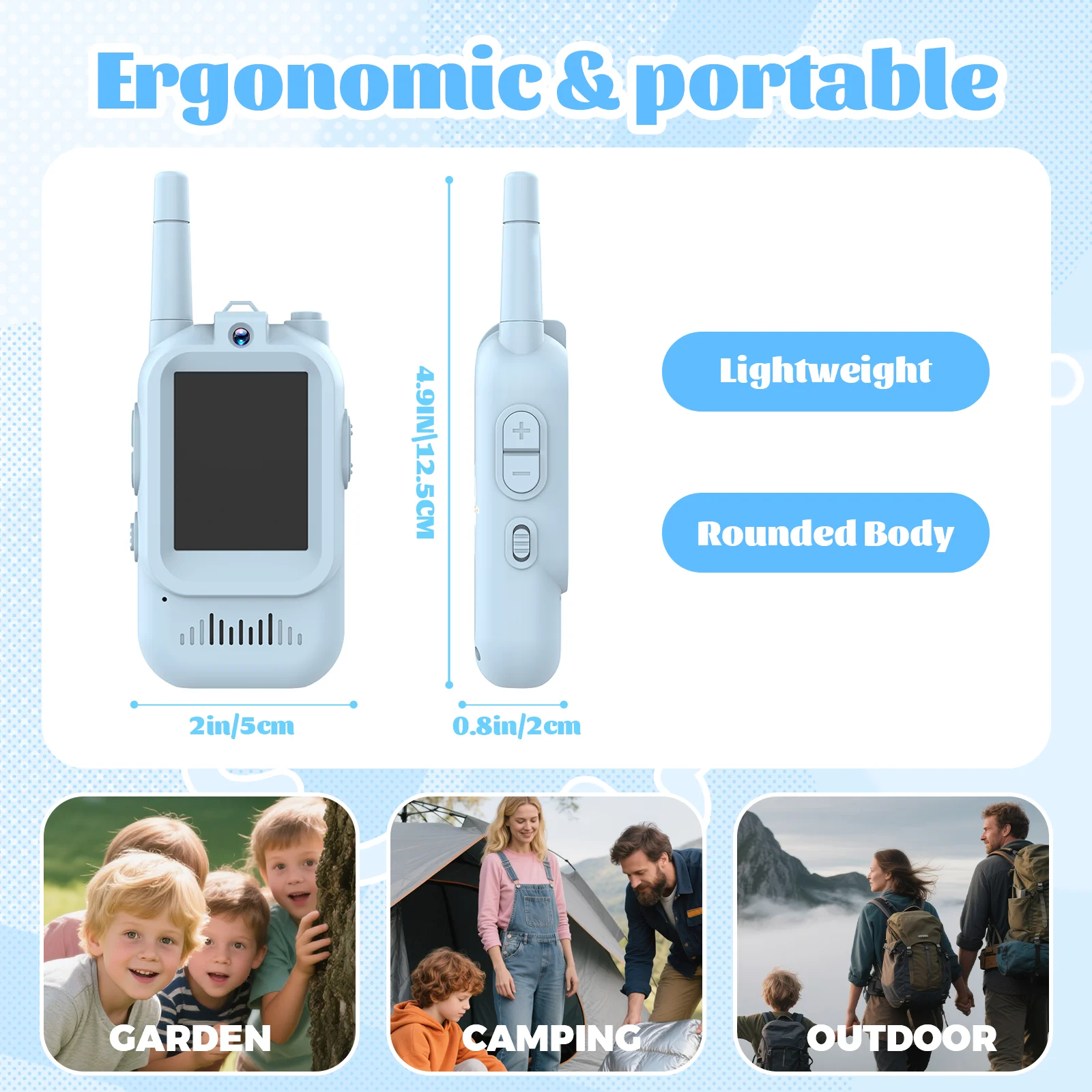 Video Walkie Talkie per bambini 1080P HD Confezione da 2 giocattoli ricaricabili per bambini per giochi di compleanno da viaggio in campeggio all'aperto