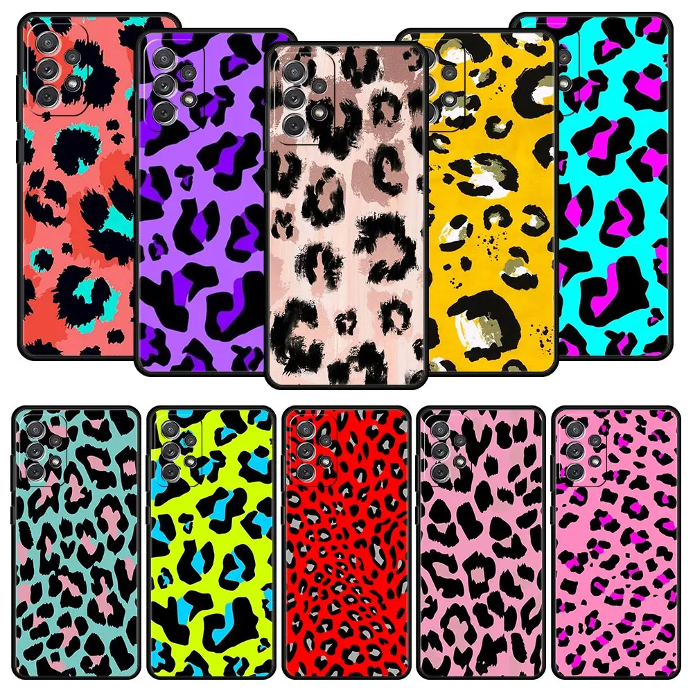 Case For Samsung A17 A15 A13 A51 A71 A41 A31 A07 A05S A35 A55 A23 A25 A33 A53 A73 A57 A37 5G Cover Leopard Print Pattern
