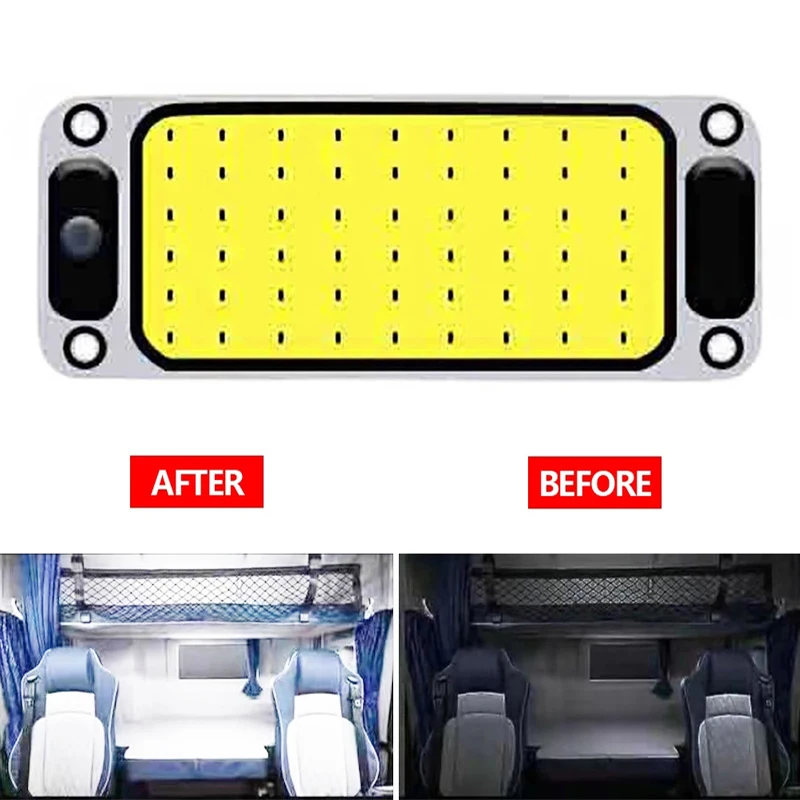 Car Reading Lights Universal Auto Truck High Brightness Cabin Roof Panel Light Dome Interior 54 LED COB Reading Lamp 12V 24V