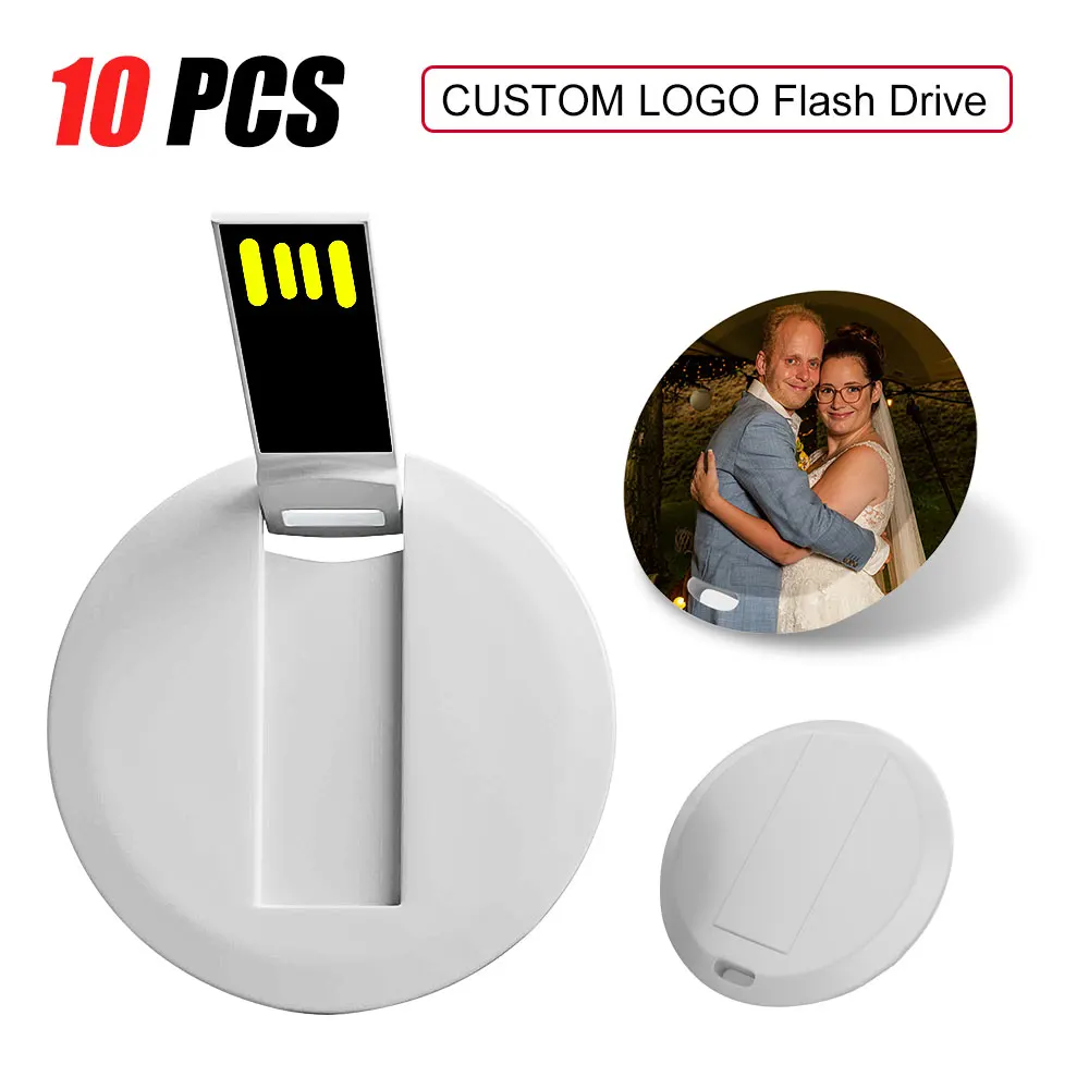 

10PCS/LOT USB Business Card Flash Drive 8gb 16gb Coin Mini Round Shaped USB Flash Drive with Logo Printing For Company Gifts