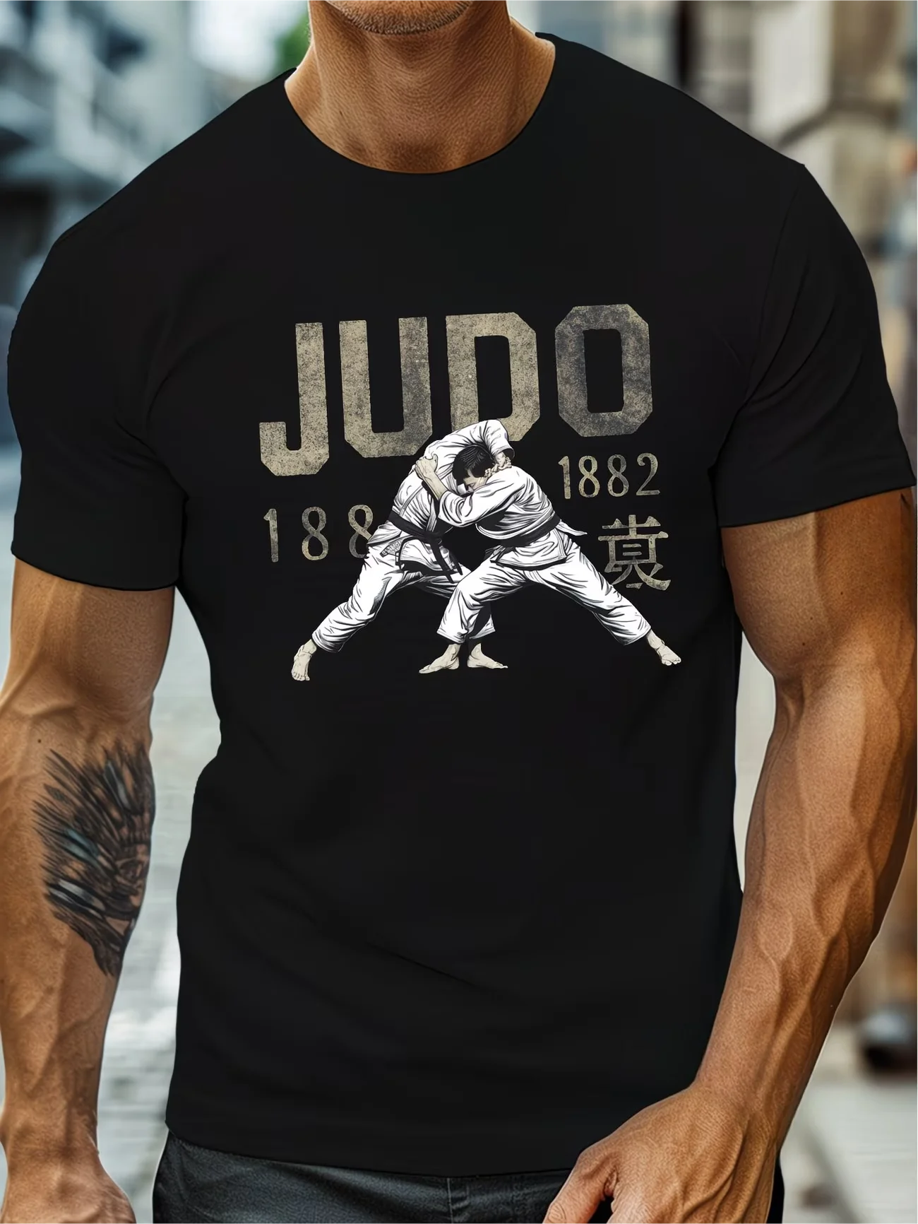 2026 Men's Oversized T Shirt Vintage Judo Martial Arts Graphic Print Short Sleeve Cotton Unisex Tee