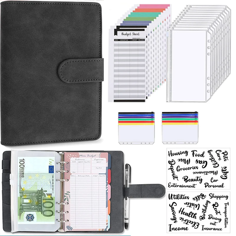 budget binder com zipper para economizar dinheiro a6 planner organizador com dinheiro orcamento bolsos 2023 01