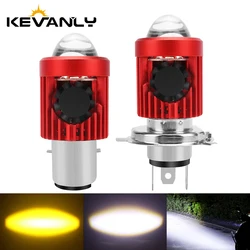1pc Spotlight fan H4 Led Motorcycle Headlight Bulb BA20D LED Lens White Yellow Hi Lo Lamp Scooter Accessories Fog Lights 12V