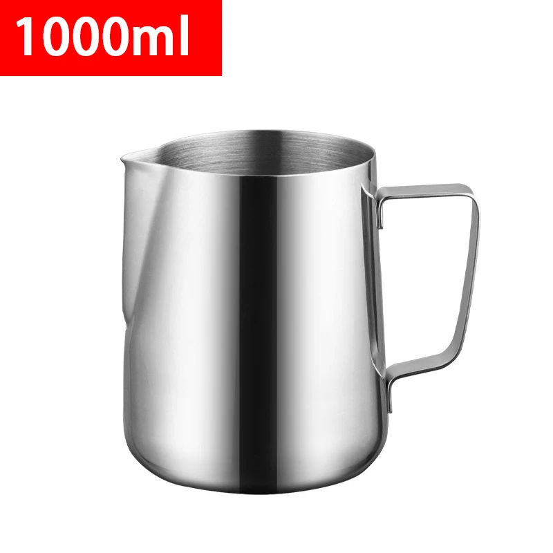 Milchaufschäumkrug aus Edelstahl, 350/600/1000 ml, Becherkrug, Barista, Kaffee, Latte, Cappuccino, Espresso, Milchkännchen, KFLHB01