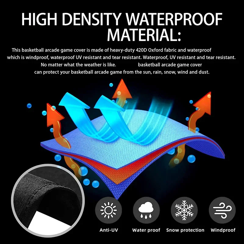 Basketball Arcade Game Cover 420D Oxford Cloth UV Protection Waterproof Dustproof Universal Dust Cover For Easy Storage Folded