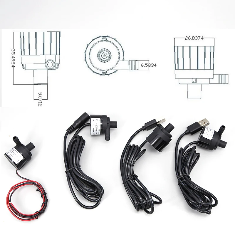 DC23A mini water pump DC 5.5x2.1 usb wire 5V 0.5W 12v 3w brushless silent high temperature amphibious ceramic shaft micro pump k