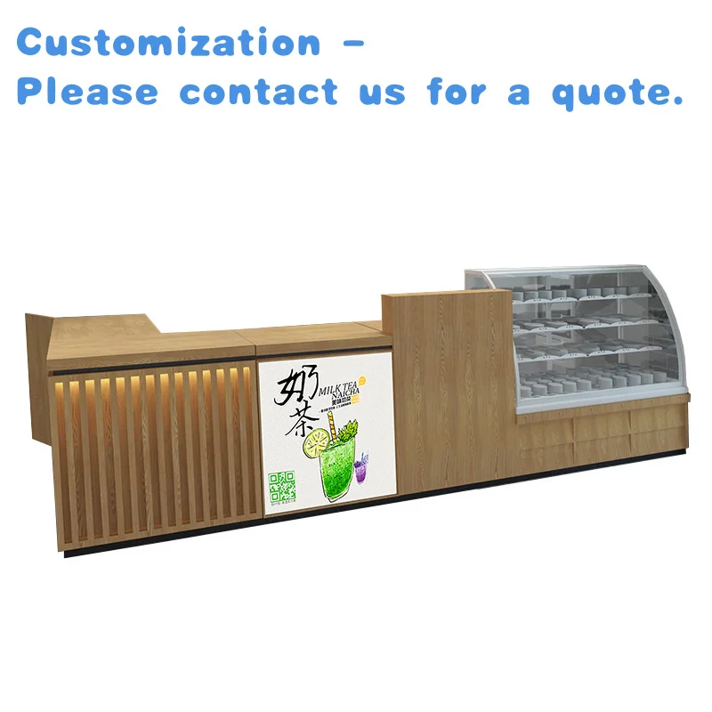 

custom.Kainice Factory Reception Desk Counter l Shaped Wood Milk Tea Shop Counter Checkout Counters Shop