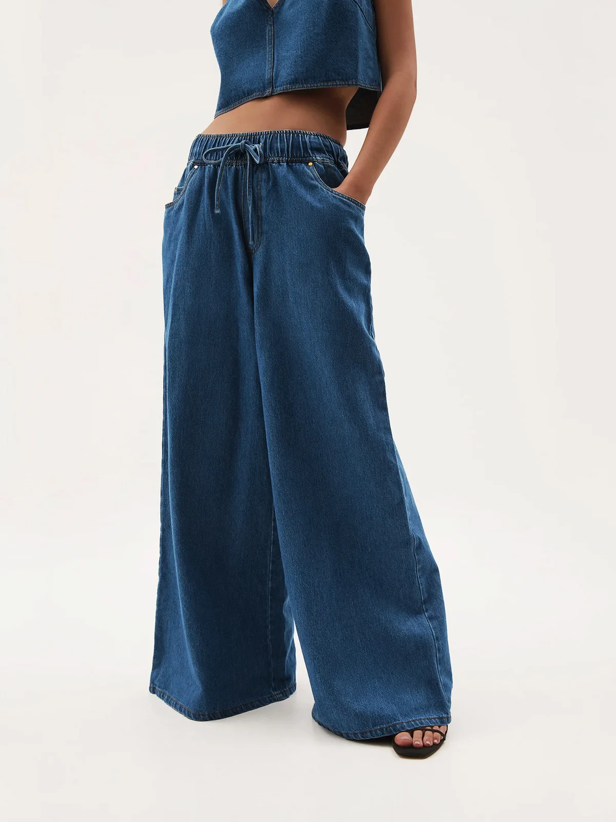 

Lowwaist Wideleg Streetstyle Jeans Retro Washed Straightleg Nonstretch Denim Ladies Spring Cotton Blend Trousers