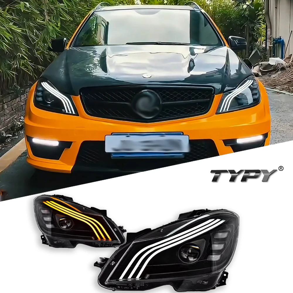 TYPY Car For Benz C-Class W204 Headlight 2011-2014 Upgrade Modified New DRL Dynamic Turn Signal LED Headlight Auto Accessories