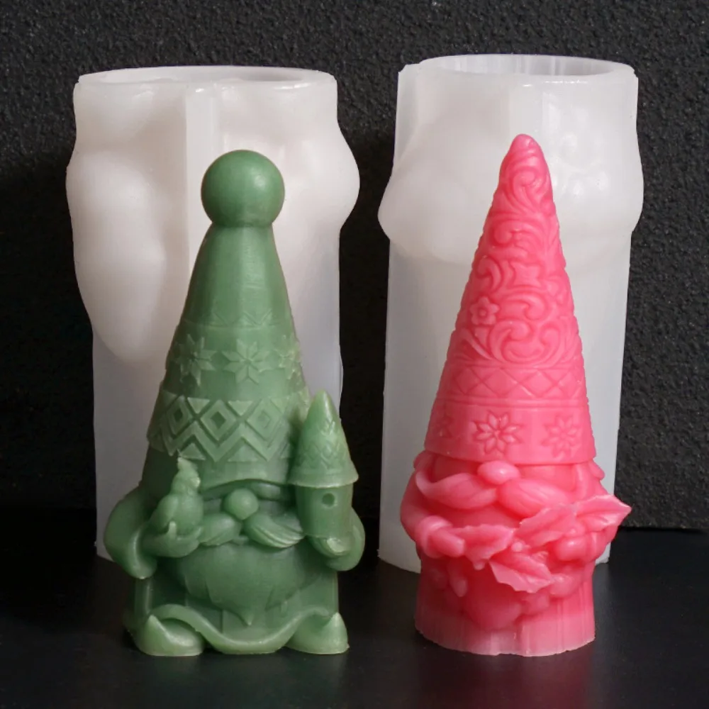 Santa Claus Silicone Scent Candle Mold 3D Beard Man Plaster Resin Mold DIY Dwarf Christmas Decor Handmade Craft Winter Souvenirs