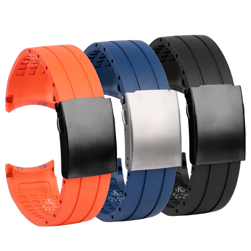 22mm 23mm Arc Mouth watchband  For Mido Rubber Watch Strap M005 series for Citizen blue angel black orange blue bracelet