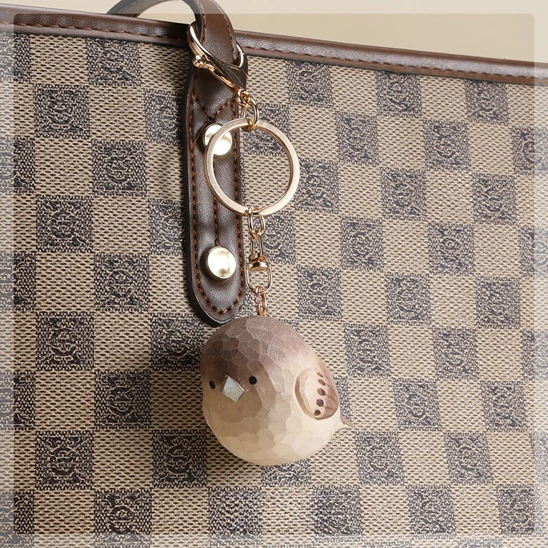 

Hand Carved Chubby Bird Keychain,Car Hanging Ornament, Keychain, Bag Charm, Creative Gift