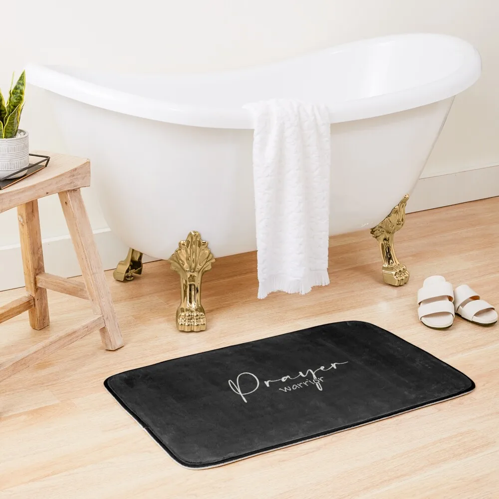 Prayer Warrior - Christian Calligraphy Bath Mat Bathroom Mat