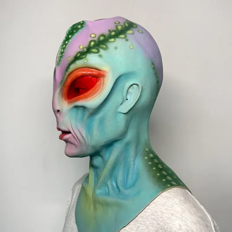 Halloween horror character props stage show silicone full hood mask alien funny