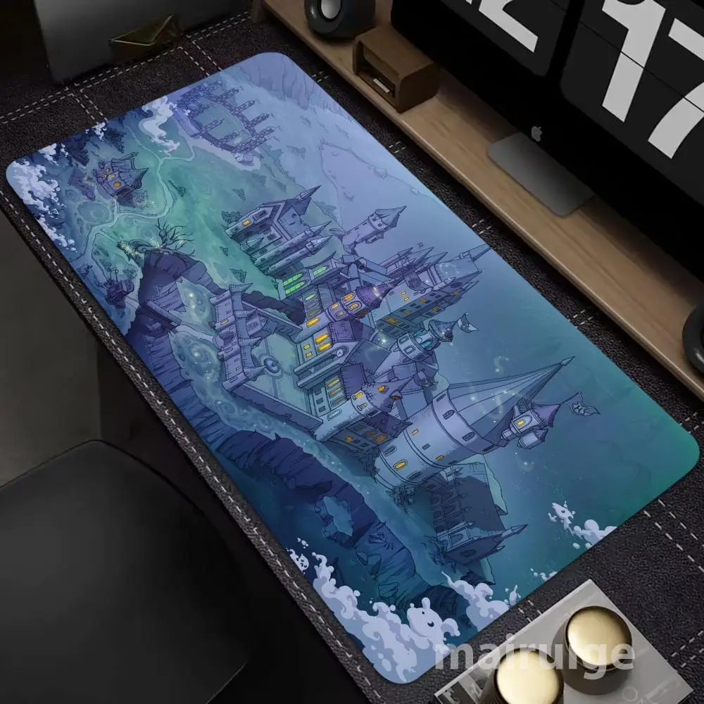 

Dream Castle Anime Mouse Pad Large Computer Office Game Table Mat XXL Rubber Non-slip Stitched Edge Keyboard Mats Long Desk Pads