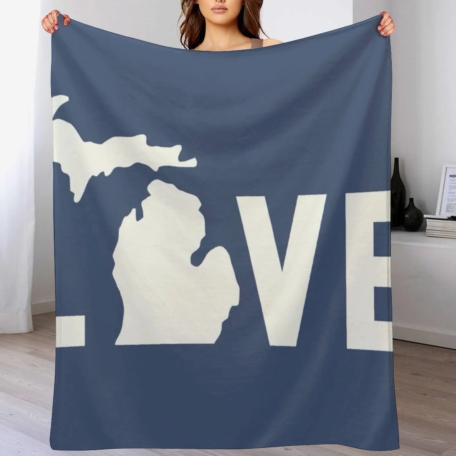 

Michigan Love - All White Throw Blanket Shaggy Hair for babies Blankets Sofas Of Decoration Blankets