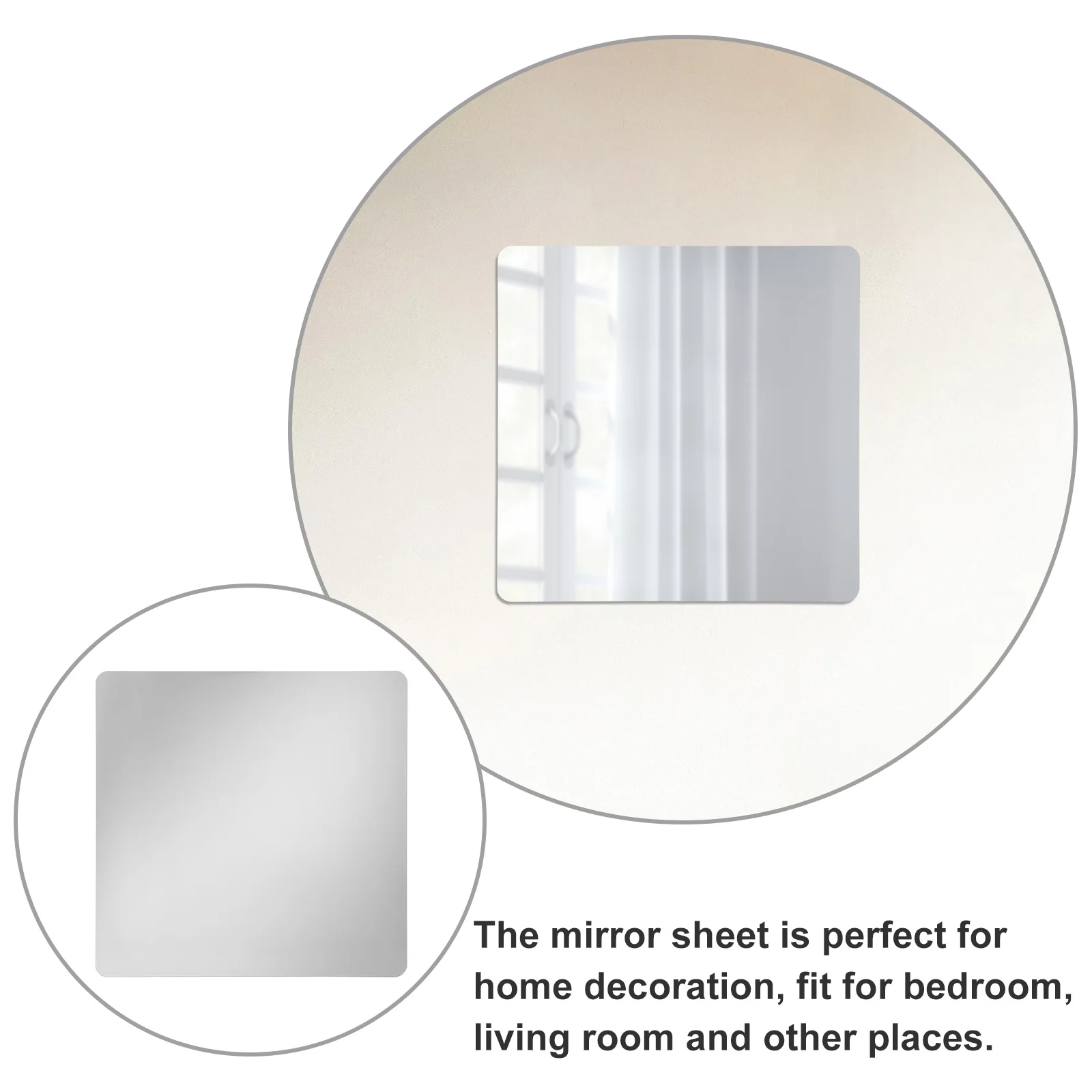 

2 Pcs 30x30cm Mirror Tiles Self Adhesive Acrylic Wall Stickers Round Edge Square Mirrors for Wardrobe Bathrooms Bedroom Gym